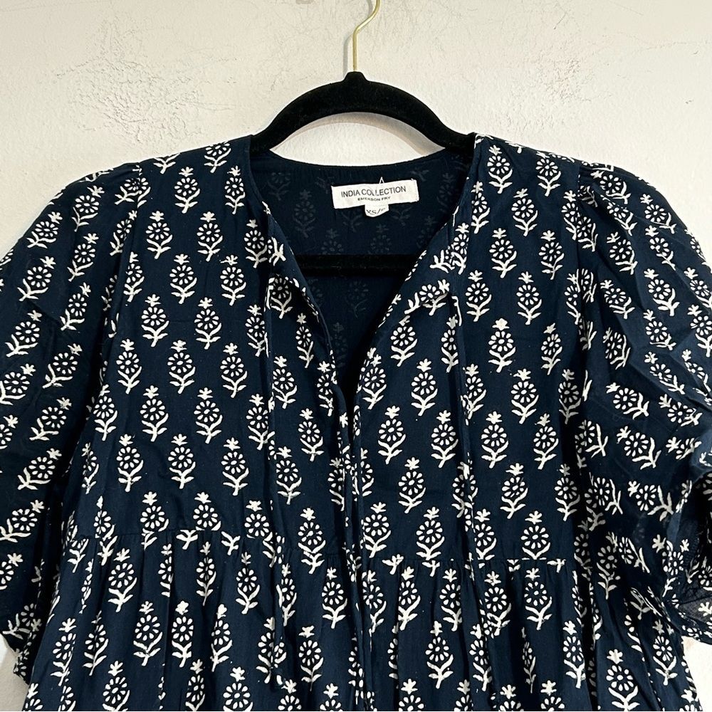Emerson Fry India Collection Isla Dress 2 Marguerite Blue Organic Size XS/Small - Picture 7 of 14